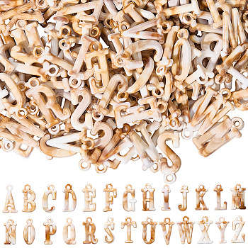 408Pcs Acrylic Pendants, Imitation Gemstone Style, Alphabet, BurlyWood, 25~26x11.5~15x3mm, Hole: 2.5mm