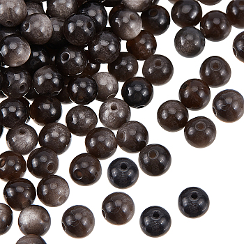 2 Strands Natural Silver Obsidian Beads Strands, Round, 6mm, Hole: 1mm, about 66pcs/strand, 15.55''(39.5cm)