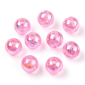 Transparent Acrylic Beads, AB Colors Plated, Round, Pearl Pink, 8mm, Hole: 2mm, about 2100pcs/500g