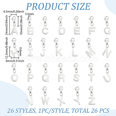 201 Stainless Steel Letter A~Z Pendant Decoration(HJEW-AB00491)-2