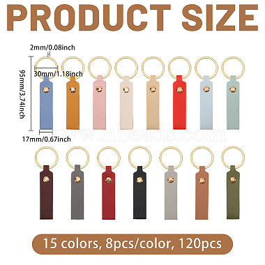 120Pcs 15 Colors PU Leather Keychains(KEYC-GL0001-19)-2