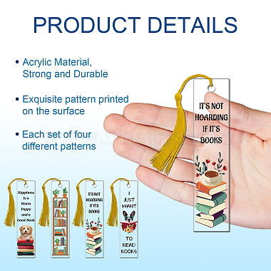 4 Patterns Rectangle Waterproof Acrylic Bookmarks Set(DIY-GL0004-50A)-4