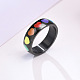 Rainbow Color Pride Flag Enamel Heart Finger Ring(RABO-PW0001-035F-EB)-1