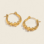 European Style Star 304 Stainless Steel Hoop Earrings, Real 18K Gold Plated, 20x18.5mm(IU1810)