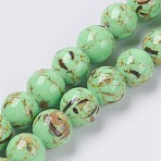 Sea Shell and Synthetic Turquoise Assembled Beads Strands, Round, Light Green, 6mm, Hole: 1.2mm, about 65pcs/strand, 15.7 inch(40cm)(X-G-G758-02-6mm)