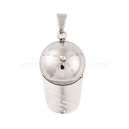 304 Stainless Steel Pendants, Hat Charm, Stainless Steel Color, 39x22x1.5mm, Hole: 8.5x4.5mm(STAS-K283-09P)