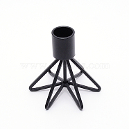 Iron Candle Holder, Perfect Home Party Decoration, Column, Electrophoresis Black, 75x85x80mm(AJEW-WH0168-34B)