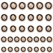 Olycraft 34pcs 5 Style 1-Hole Alloy Enamel Shank Buttons, Flat Round with Lion Pattern, Matte Light Gold, 15~22.5x9~11mm, Hole: 1.8~2mm(BUTT-OC0001-35)