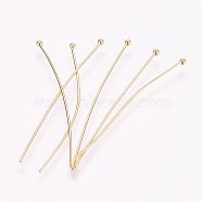 304 Stainless Steel Ball Head Pins, Real 18K Gold Plated, 20x0.5mm(STAS-I312-A02-G02)