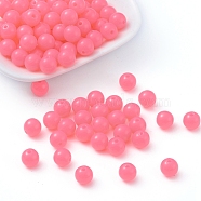 Fluorescent Acrylic Beads, Round, Hot Pink, 8mm, Hole: 1.5mm, about 1700pcs/500g(MACR-R517-8mm-04)