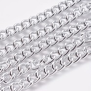 Aluminium Twisted Chains Curb Chains, Unwelded, Silver Color Plated, 9x7x2mm(CHA-K1509)