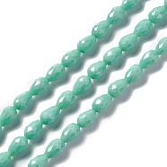 Faceted Glass Beads Strands, Teardrop, Medium Aquamarine, 12x8~9mm, Hole: 1.2mm, about 57pcs/strand, 23.74''(60.3cm)(GLAA-E037-01C)