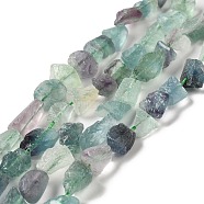 Raw Rough Natural Green Fluorite Beads Strands, Nuggets, 5.5~14x6.5~10x4.5~8mm, Hole: 1mm, about 44~46pcs/strand, 14.96''~16.14''(38~41cm)(G-I283-G01-02)