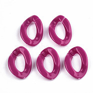 Opaque Acrylic Linking Rings, Quick Link Connectors, For Jewelry Curb Chains Making, Twist, Deep Pink, 23x16x5.5mm, Inner Diameter: 6x13mm, about 1160pcs/1000g(SACR-R247-02A)