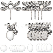 DIY Blank Pendant Making Kit, Including Butterfly & Dragonfly Alloy Pendants Cabochon Settings, Glass Cabochons, Antique Silver, 80Pcs/bag(DIY-SC0023-75)