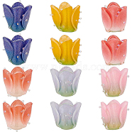 BENECREAT 12Pcs 6 Colors Plastic Beads, Flower, Mixed Color, 13~15x13.5~15x13.5~15mm, Hole: 0.8mm, 2pcs/color(KY-BC0001-27)