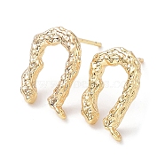Brass Stud Earring Finding, with Vertical Loop, Twist Arch, Real 18K Gold Plated, 14x10mm, Hole: 1mm, Pin: 0.7mm(KK-C031-02G)