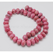 Natural Chrysocolla Beads Strands, Dyed, Rondelle, Cerise, about 14mm in diameter, 10mm thick, hole: 1mm, about 40pcs/strand, 15.5 inch(G436-10)
