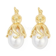 Brass ABS Plastic Pearl Pendant Rhinestone Settings, Octopus Charms, Cadmium Free & Lead Free, Lasting Plated, Rack Plating, Real 18K Gold Plated, Fit for 1.5mm Rhinestone, 25x12x12mm, Hole: 3.5mm(KK-U058-23G)