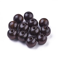 Dyed Natural Wood Beads, Round, Lead Free, Coconut Brown, 20x18mm, Hole: 4.5mm, about 400pcs/1000g(WOOD-Q006-20mm-06-LF)