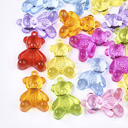Transparent Acrylic Pendants, Bear, Mixed Color, 34x23x11mm, Hole: 2mm, about 142pcs/500g(TACR-S133-024)
