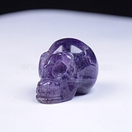 Natural Amethyst Carved Healing Skull Head Figurines, Reiki Energy Stone Display Decorations, 38x28x36mm(PW-WG76897-02)