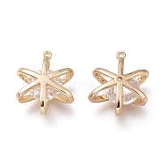 Brass Micro Clear Cubic Zirconia Pendants, Long-Lasting Plated, Hexagram, Real 14K Gold Plated, 16.7x13.5x6.7mm, Hole: 0.8mm(ZIRC-H101-02G)