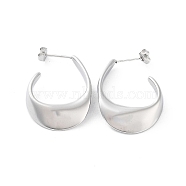 304 Stainless Steel Twist Teardrop Stud Earrings, Half Hoop Earrings, Stainless Steel Color, 30x22mm(EJEW-D095-05P)