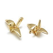Brass Charms, Paper crane, Real 18K Gold Plated, 8x14x21mm, Hole: 1mm(X-KK-N200-079)