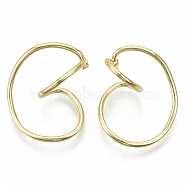 Brass Cuff Earrings, Nickel Free, Real 18K Gold Plated, 25x19.5x13mm, Inner Diameter: 8mm(EJEW-S201-195-NF)