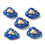 Resin Cartoon Cloud Beads, with Golden Plated Alloy Smiling Face, Blue, 22x29x1.5mm, Hole: 1.8mm(RESI-C047-01D)