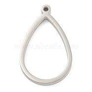 Non-Tarnish 304 Stainless Steel Laser Cut Pendants, Teardrop Charm, Stainless Steel Color, 32x20x2.8mm, Hole: 2mm(STAS-U009-05B-P)