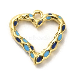 304 Stainless Steel Pendants, with Enamel, Golden, Heart Charm, Light Sky Blue, 21x20.5x3mm, Hole: 2.5mm(FIND-WH0161-28C)