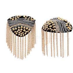 Iron Tassel Chain Shoulder Epaulettes, with Brooch and Cloth Findings, Golden, 180x115x12mm(DIY-WH0622-678)