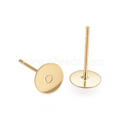 304 Stainless Steel Stud Earring Findings, Ion Plating(IP), Flat Round, Real 18K Gold Plated, 2mm, pin: 0.7mm(STAS-H436-24G02-2mm)