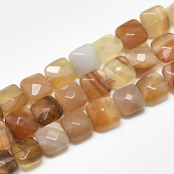 Natural Carnelian Beads Strands, Faceted, Square, 8~8.5x8~8.5x5mm, Hole: 1mm, about 25pcs/strand, 8.0''(G-S357-D01-09)