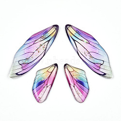 Epoxy Resin Pendants, Butterfly's Wing Charm, with Gold Foil & Glitter Power, Violet, 49x16.5x2~3mm, Hole: 1mm, Small Wings: 29x13x2.5~3mm(RESI-T057-27A)