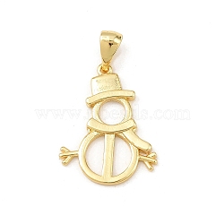 Christmas Brass Pendants, Snowman, Golden, 21x16x2mm, Hole: 5x2.5mm(KK-K411-01G)