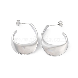 Non-Tarnish 304 Stainless Steel Twist Teardrop Stud Earrings, Half Hoop Earrings, Stainless Steel Color, 30x22mm(EJEW-D095-05P)