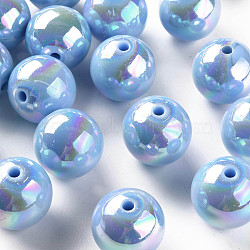 Opaque Acrylic Beads, AB Color Plated, Round, Cornflower Blue, 20x19mm, Hole: 2~3mm, about 111pcs/500g(MACR-S370-D20mm-A39)