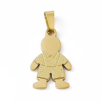 Vacuum Plating 304 Stainless Steel Pendants, Boy Charms, Golden, 19x12x1.5mm, Hole: 5.5x3mm
