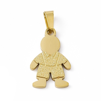 PVD Vacuum Plating 304 Stainless Steel Pendants, Boy Charms, Golden, 19x12x1.5mm, Hole: 5.5x3mm