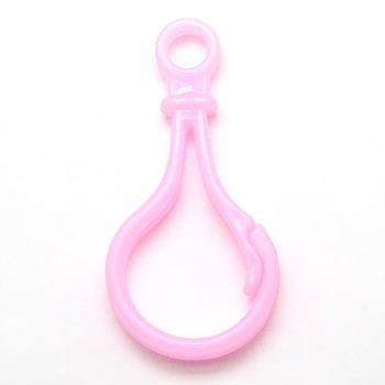 Bulb Shaped Plastic Lobster Keychain Clasp Findings, Pink, 51x25x3mm