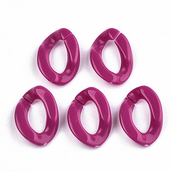 Opaque Acrylic Linking Rings, Quick Link Connectors, For Jewelry Curb Chains Making, Twist, Deep Pink, 23x16x5.5mm, Inner Diameter: 6x13mm, about 1160pcs/1000g