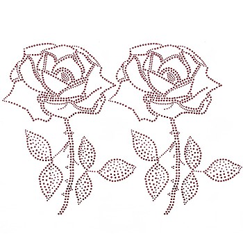 Rose Shape Hotfix Rhinestone, Costume Accessories, Sewing Craft Decoration, for Valentine's Day, Light Siam, 265x200mm