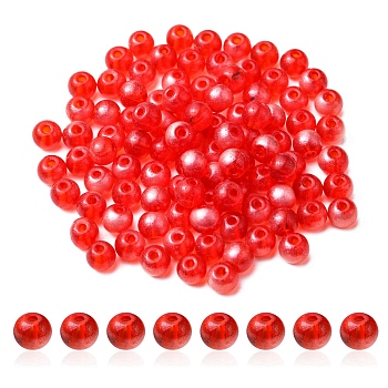 6/0 Transparent Glass Seed Beads, Round Hole, Rondelle, Red, 4~4.5x3~4mm, Hole: 0.8~1.5mm, 10g/box