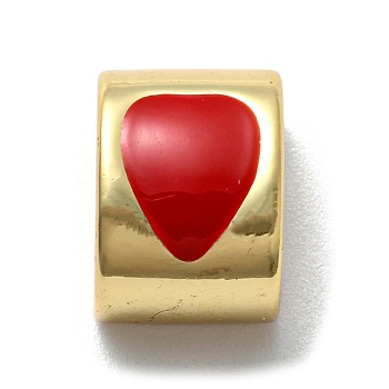 Brass Enamel Beads, Real 18K Gold Plated, Long-Lasting Plated, Lead Free & Cadmium Free, Half Round, Heart, 11x8x8mm, Hole: 2.7mm