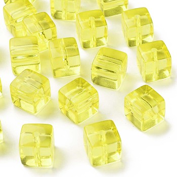 Transparent Acrylic Beads, Square, Yellow, 16.5x16x16mm, Hole: 3mm, about 116pcs/500g