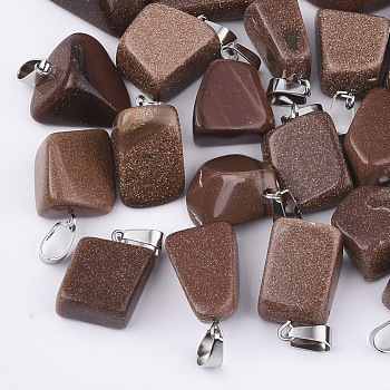 Synthetic Goldstone Pendants, with Stainless Steel Snap On Bails, Nuggets, 15~35x10~20x5~15mm, Hole: 3x7.5mm