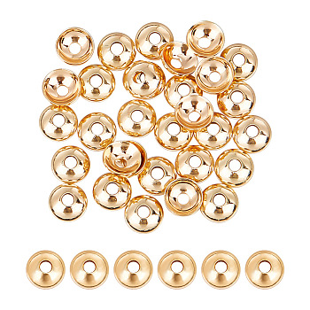 Brass Bead Cone, Flat Round, Light Gold, 4x1mm, Hole: 1.2mm, 80pcs